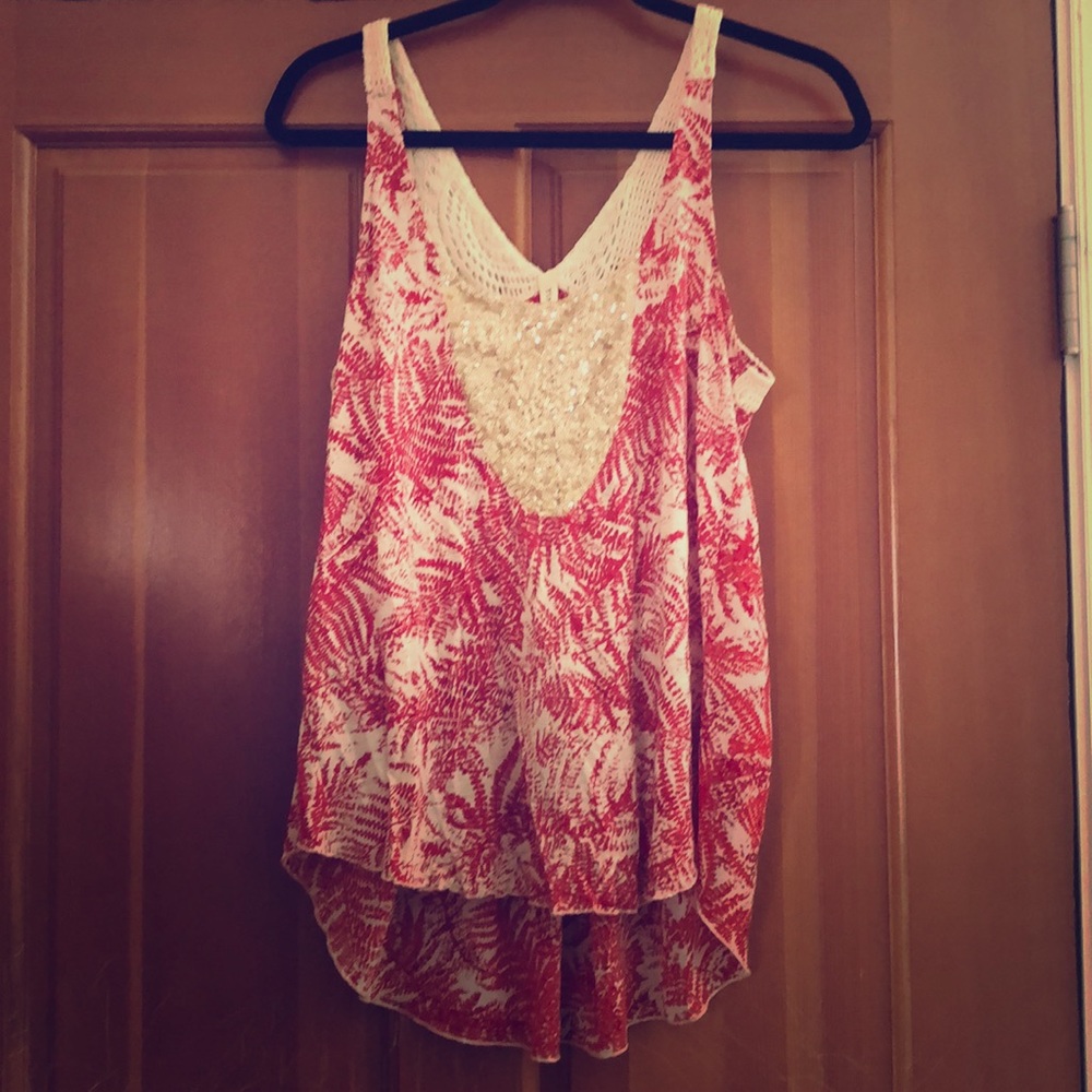 Tiny by Anthropolgie floral/sequin top